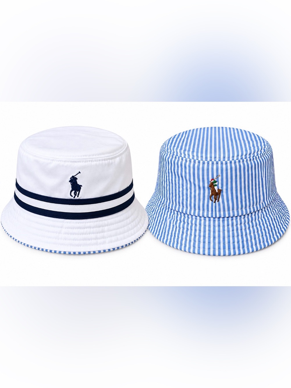 Polo Ralph Lauren Reversible Seersucker Twill Bucket Hat L/XL NWT